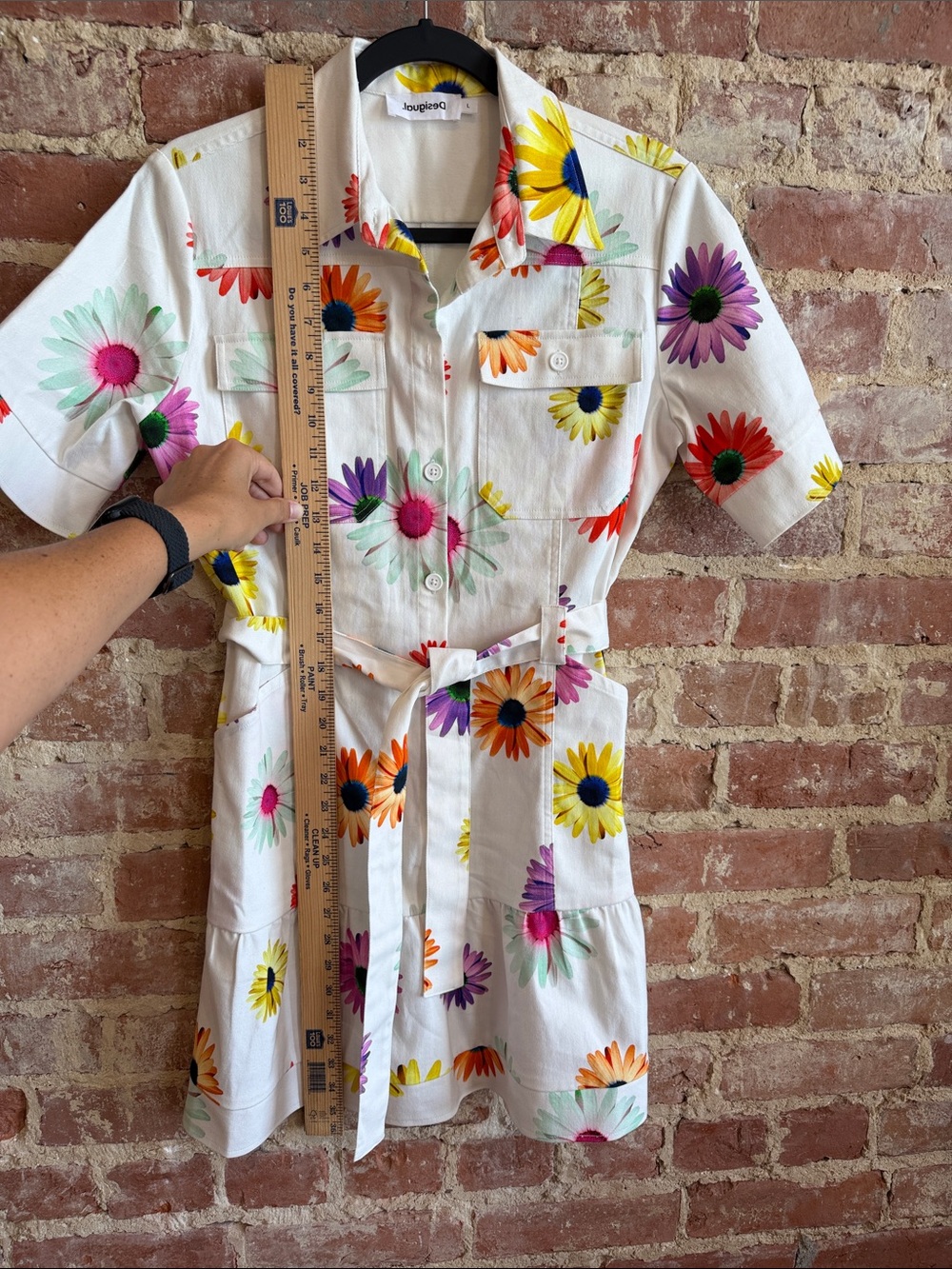 Desigual White Shirt with Bright Yellow and Blue Floral Accent - Picture 6 of 9